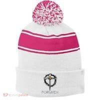 Forgiven 3 Nails Crown Of Thorns Stripe Pom Pom Beanie