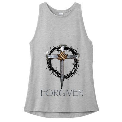 Forgiven 3 Nails Crown Of Thorns Ladies PosiCharge Tri-Blend Wicking Tank