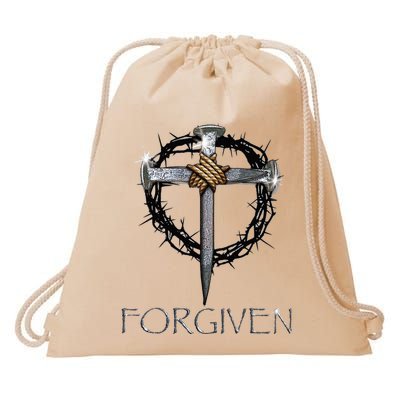 Forgiven 3 Nails Crown Of Thorns Drawstring Bag