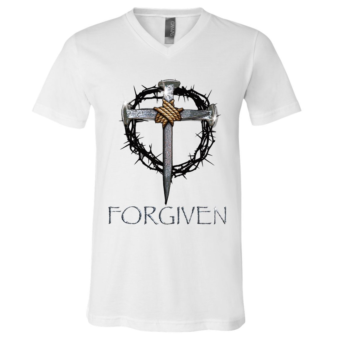 Forgiven 3 Nails Crown Of Thorns V-Neck T-Shirt