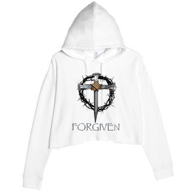 Forgiven 3 Nails Crown Of Thorns Crop Fleece Hoodie