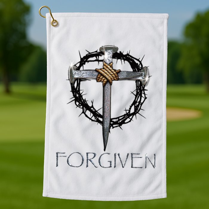 Forgiven 3 Nails Crown Of Thorns Golf Towel