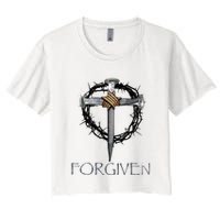 Forgiven 3 Nails Crown Of Thorns Women's Crop Top Tee