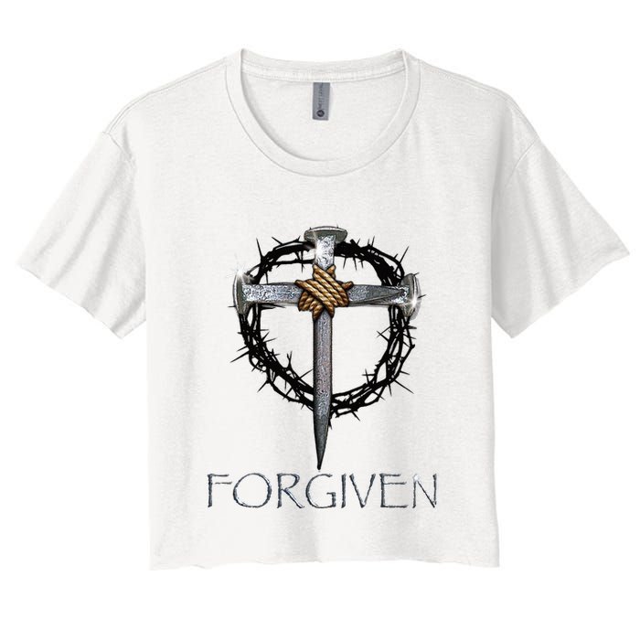 Forgiven 3 Nails Crown Of Thorns Women's Crop Top Tee