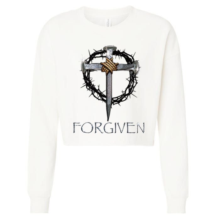 Forgiven 3 Nails Crown Of Thorns Cropped Pullover Crew