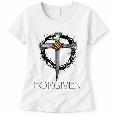 Forgiven 3 Nails Crown Of Thorns Womens T-Shirt