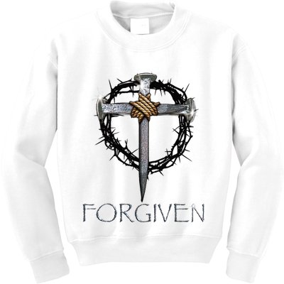 Forgiven 3 Nails Crown Of Thorns Kids Sweatshirt