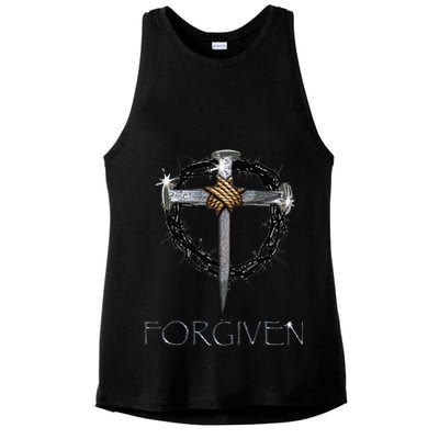 Forgiven  3 Nails crown of thorns  Ladies PosiCharge Tri-Blend Wicking Tank