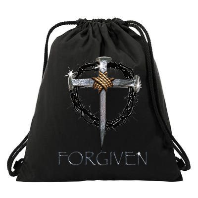 Forgiven  3 Nails crown of thorns  Drawstring Bag