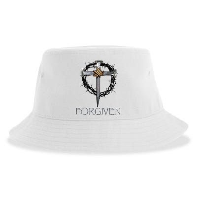 Forgiven  3 Nails crown of thorns  Sustainable Bucket Hat