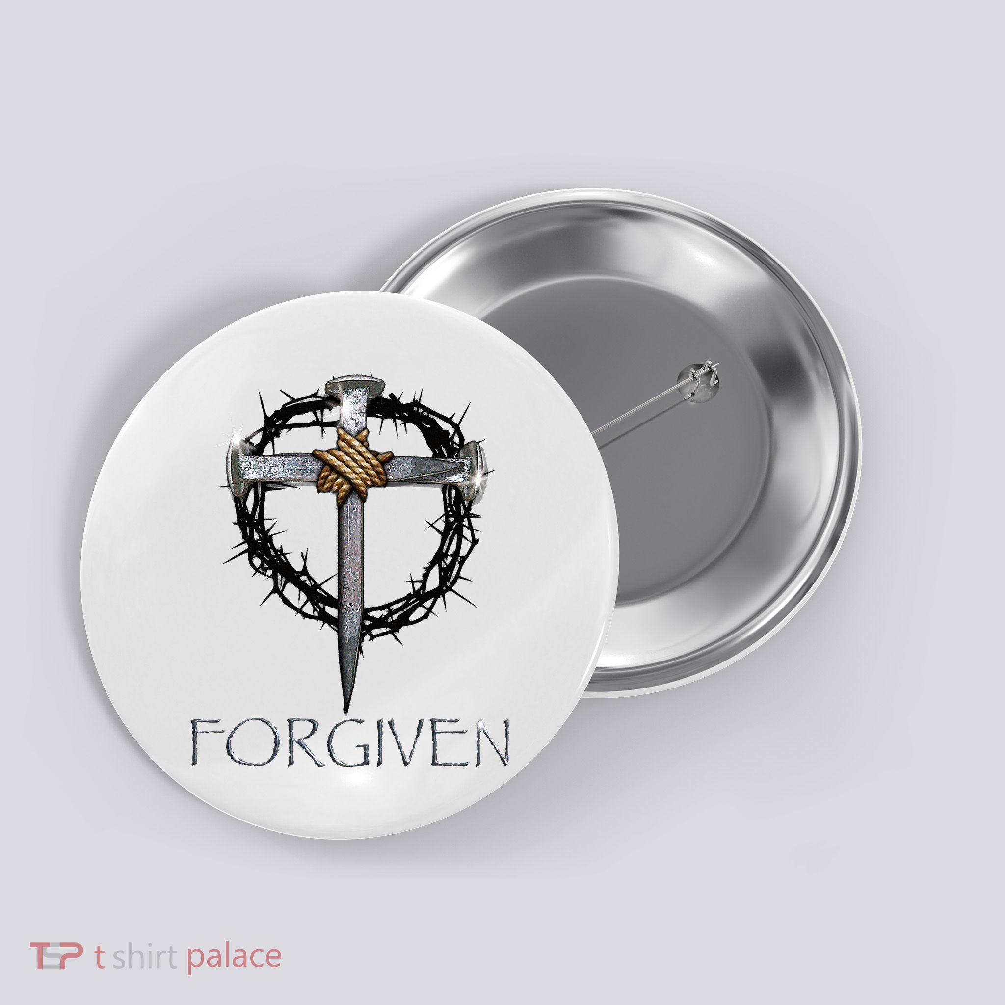 Forgiven  3 Nails crown of thorns  Button