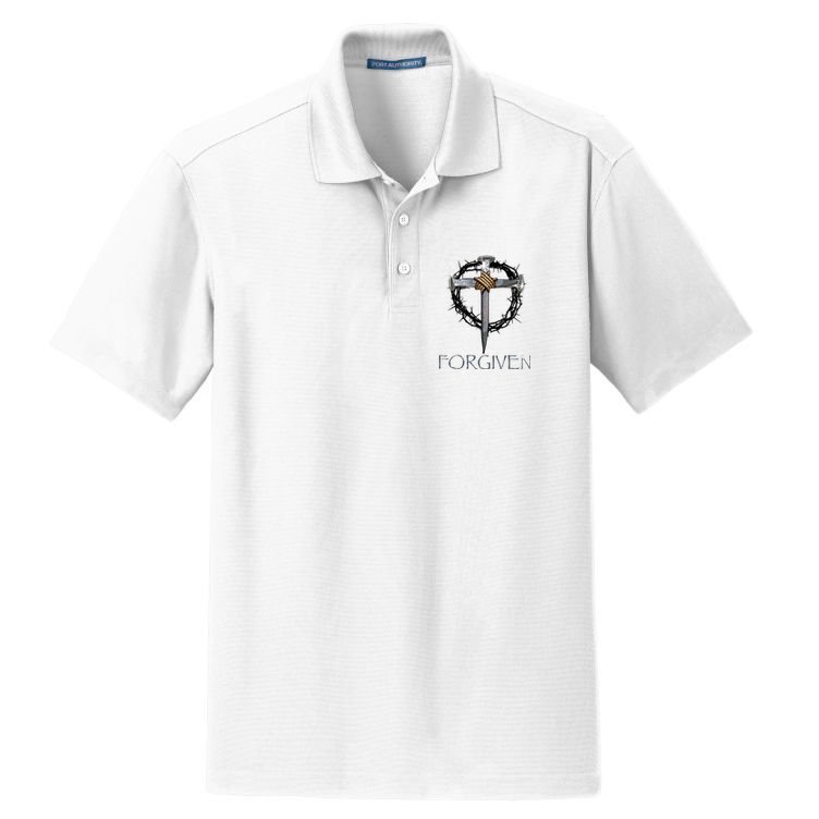 Forgiven  3 Nails crown of thorns  Dry Zone Grid Polo
