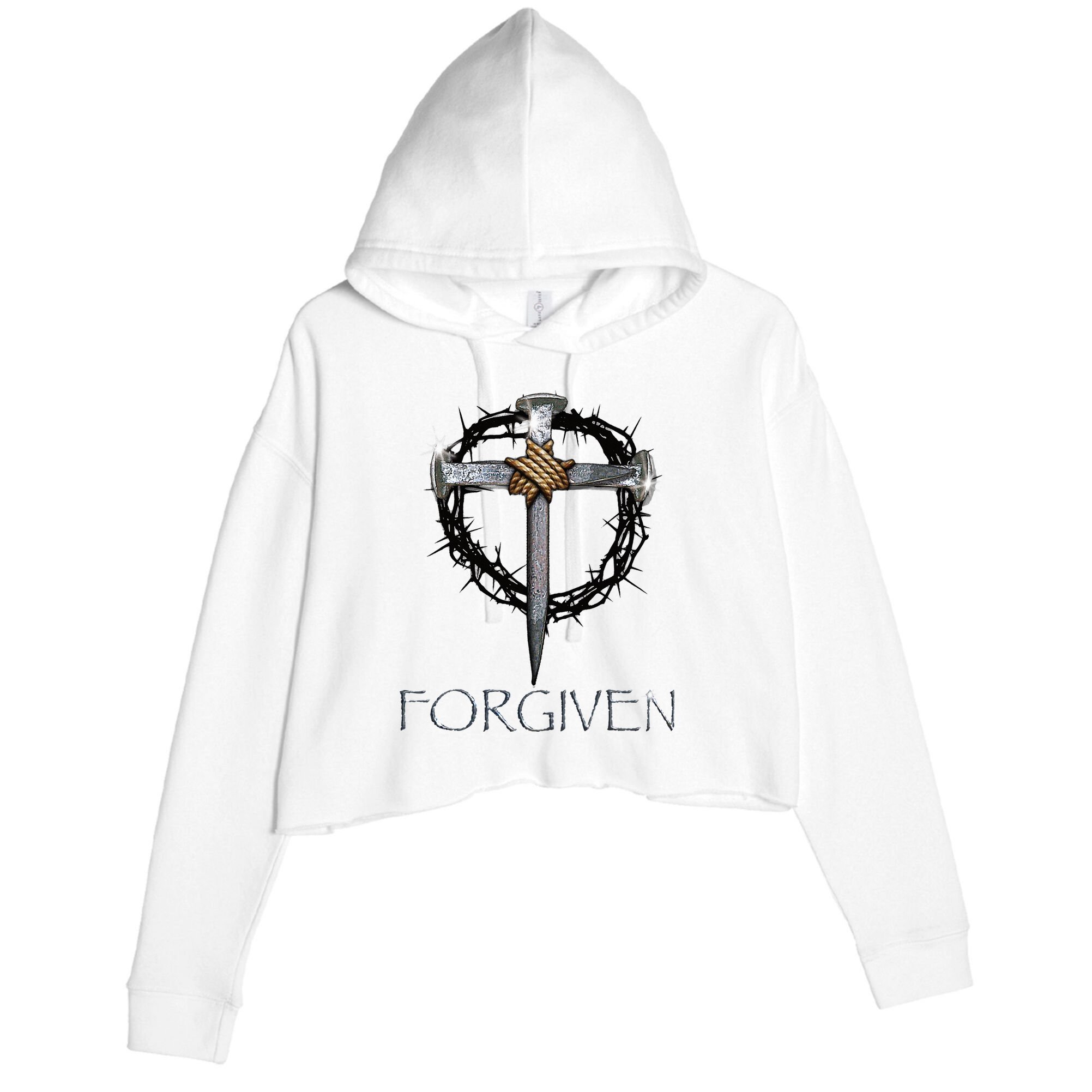 Forgiven  3 Nails crown of thorns  Crop Fleece Hoodie