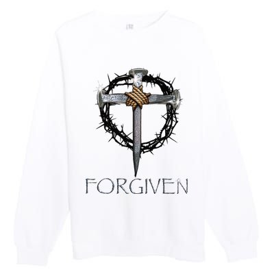 Forgiven  3 Nails crown of thorns  Premium Crewneck Sweatshirt