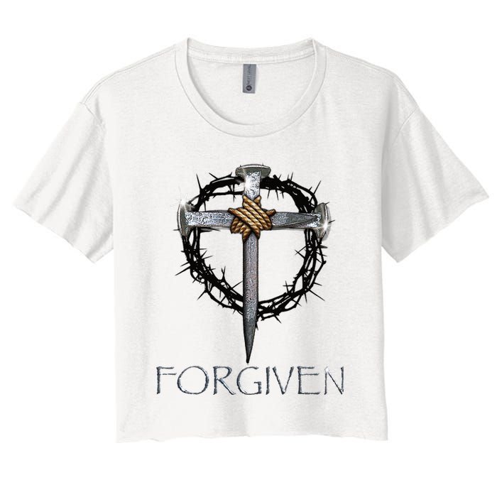 Forgiven  3 Nails crown of thorns  Women's Crop Top Tee
