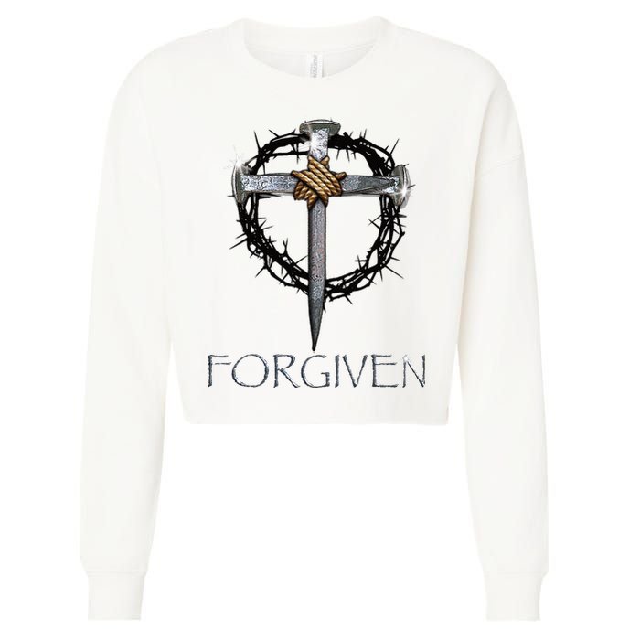 Forgiven  3 Nails crown of thorns  Cropped Pullover Crew