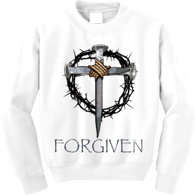 Forgiven  3 Nails crown of thorns  Kids Sweatshirt