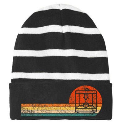 Funny 3d Printing 3d Printer Retro Vintage Striped Beanie with Solid Band