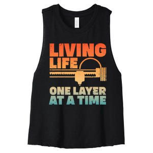 Funny 3d Printing Art 3d Printer Lovers Geeks Women's Racerback Cropped Tank