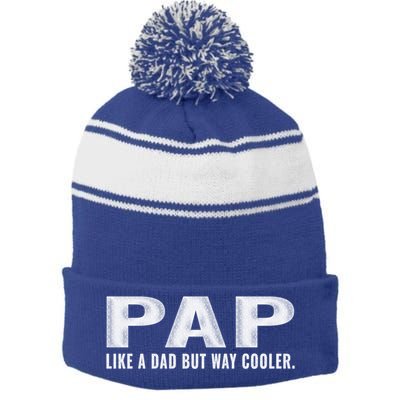 Family 365 Pap Like A Dad But Way Cooler Grandpa Great Gift Stripe Pom Pom Beanie