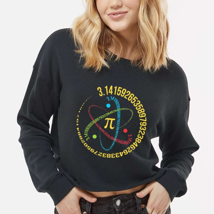 Funny 3.14 Pi Day Pie Day Pi Math Lover Cropped Pullover Crew