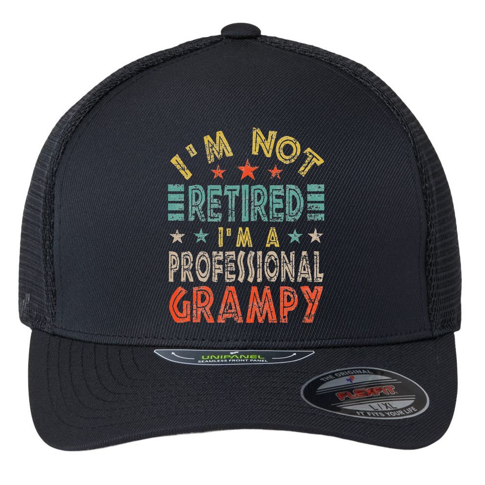 Family 365 Retired Grampy Father Day Grandpa Gift Flexfit Unipanel Trucker Cap
