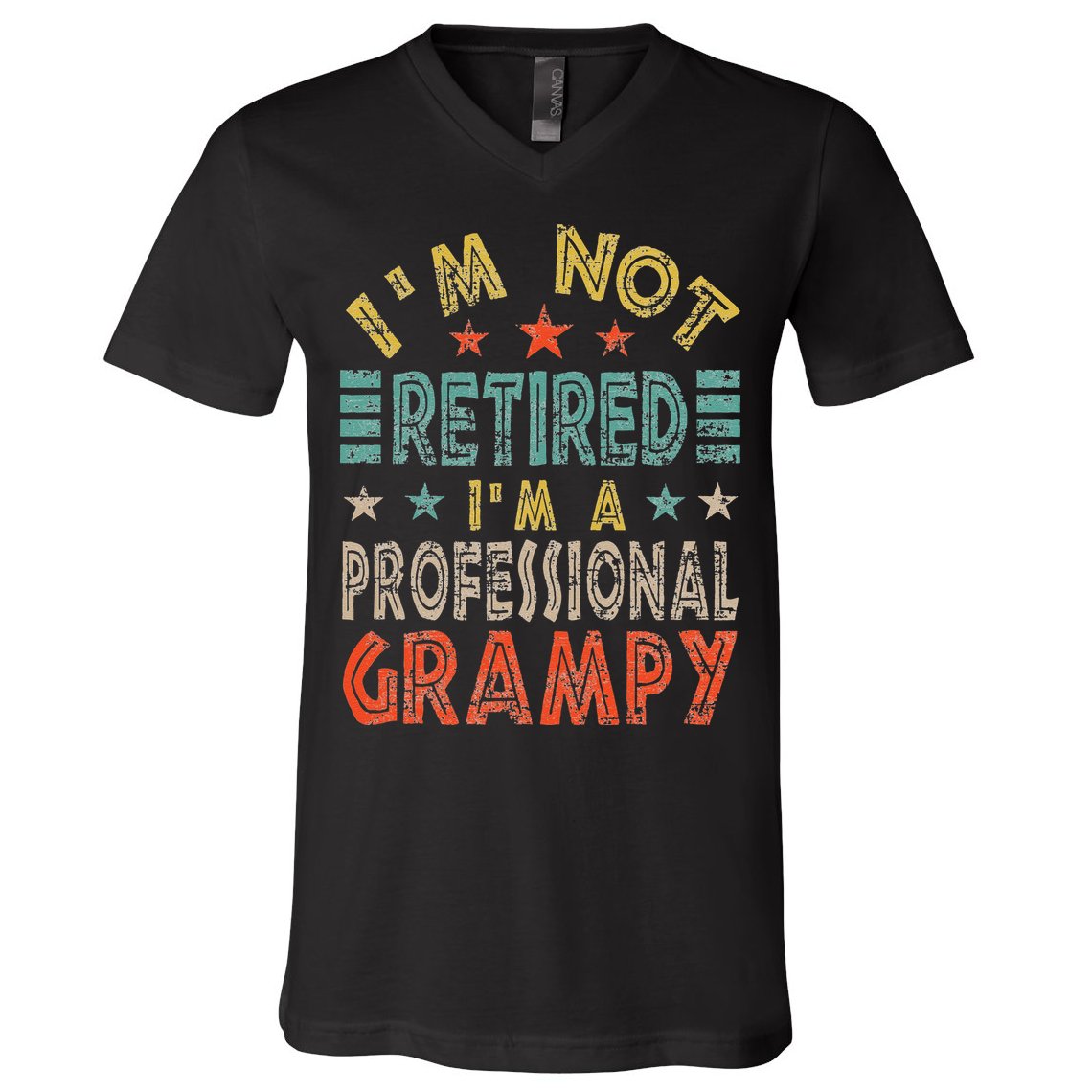 Family 365 Retired Grampy Father Day Grandpa Gift V-Neck T-Shirt