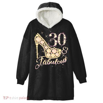 Fabulous & 30 Sparkly Heel 30th Birthday Hooded Wearable Blanket
