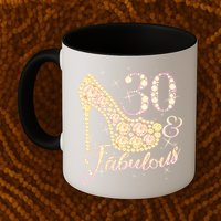 Fabulous & 30 Sparkly Heel 30th Birthday Mug