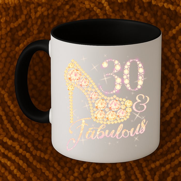 Fabulous & 30 Sparkly Heel 30th Birthday Mug