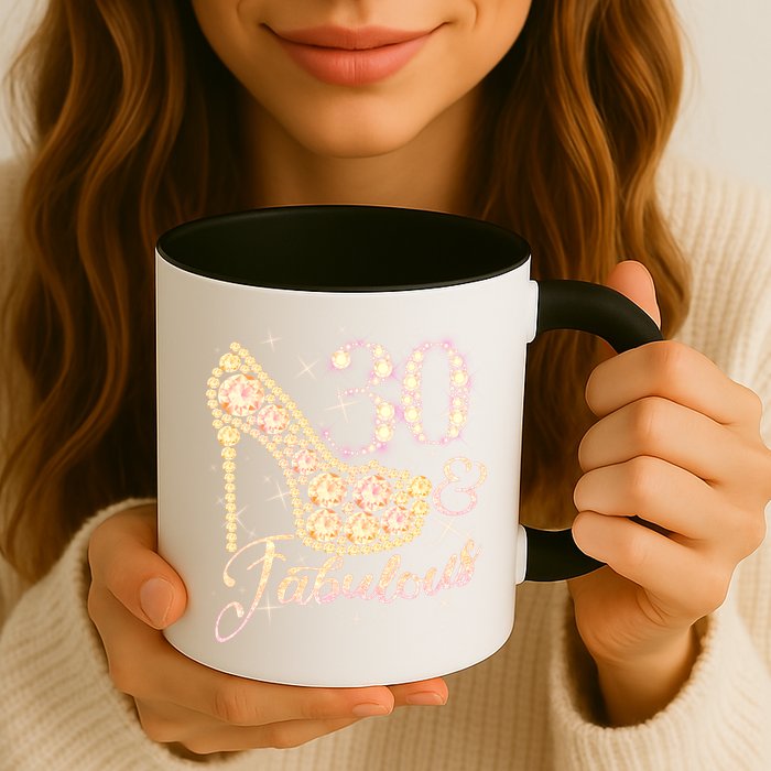 Fabulous & 30 Sparkly Heel 30th Birthday Mug