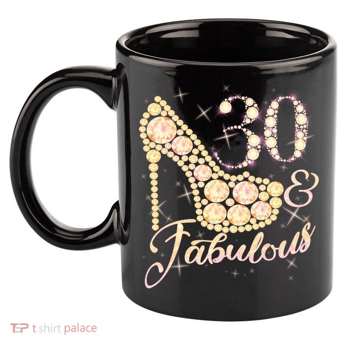 Fabulous & 30 Sparkly Heel 30th Birthday 11oz C Handle Ceramic Mug