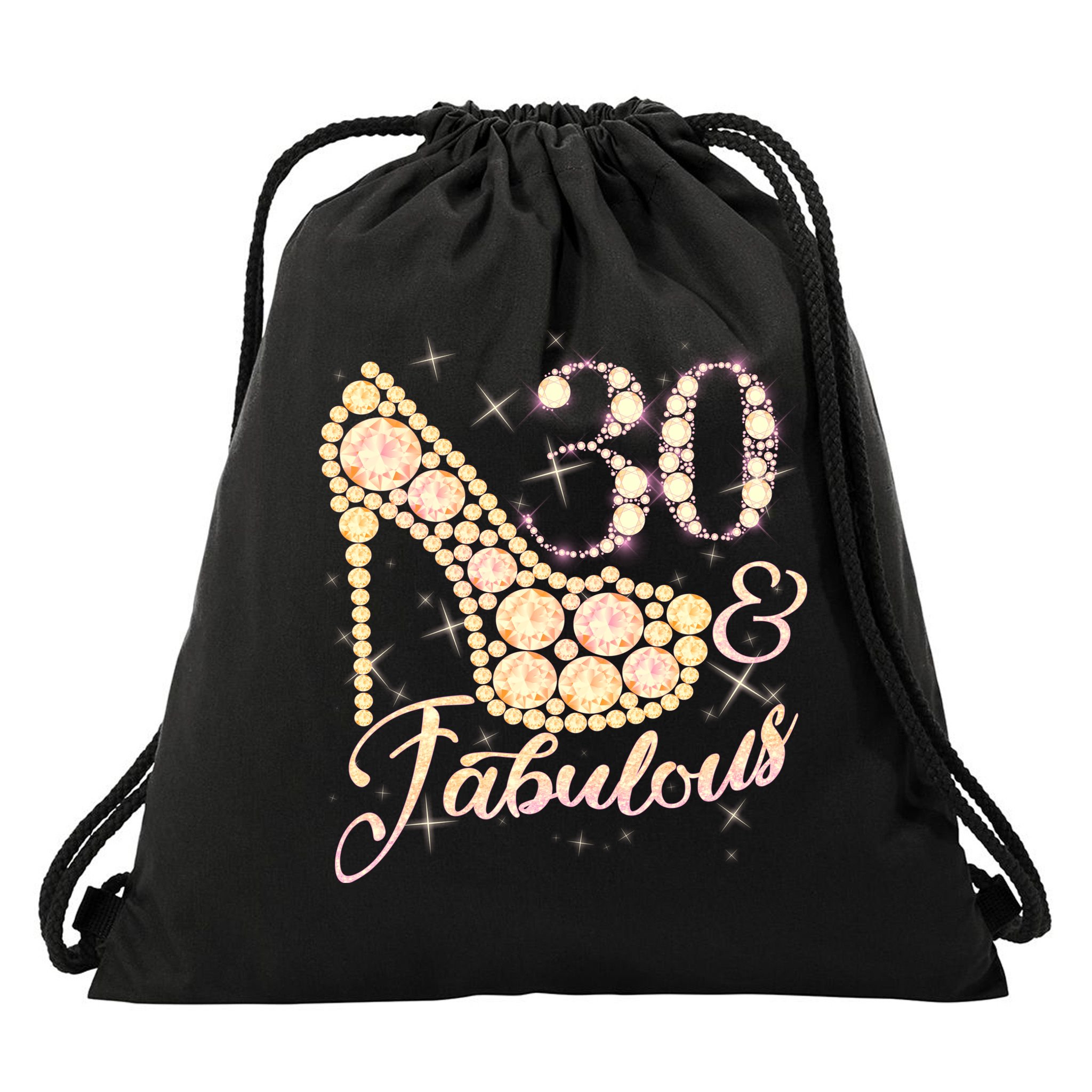 Fabulous & 30 Sparkly Heel 30th Birthday Drawstring Bag