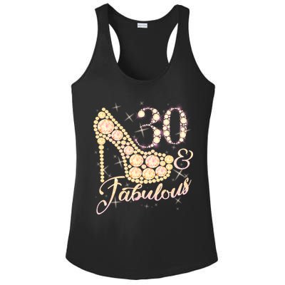 Fabulous & 30 Sparkly Heel 30th Birthday Ladies PosiCharge Competitor Racerback Tank