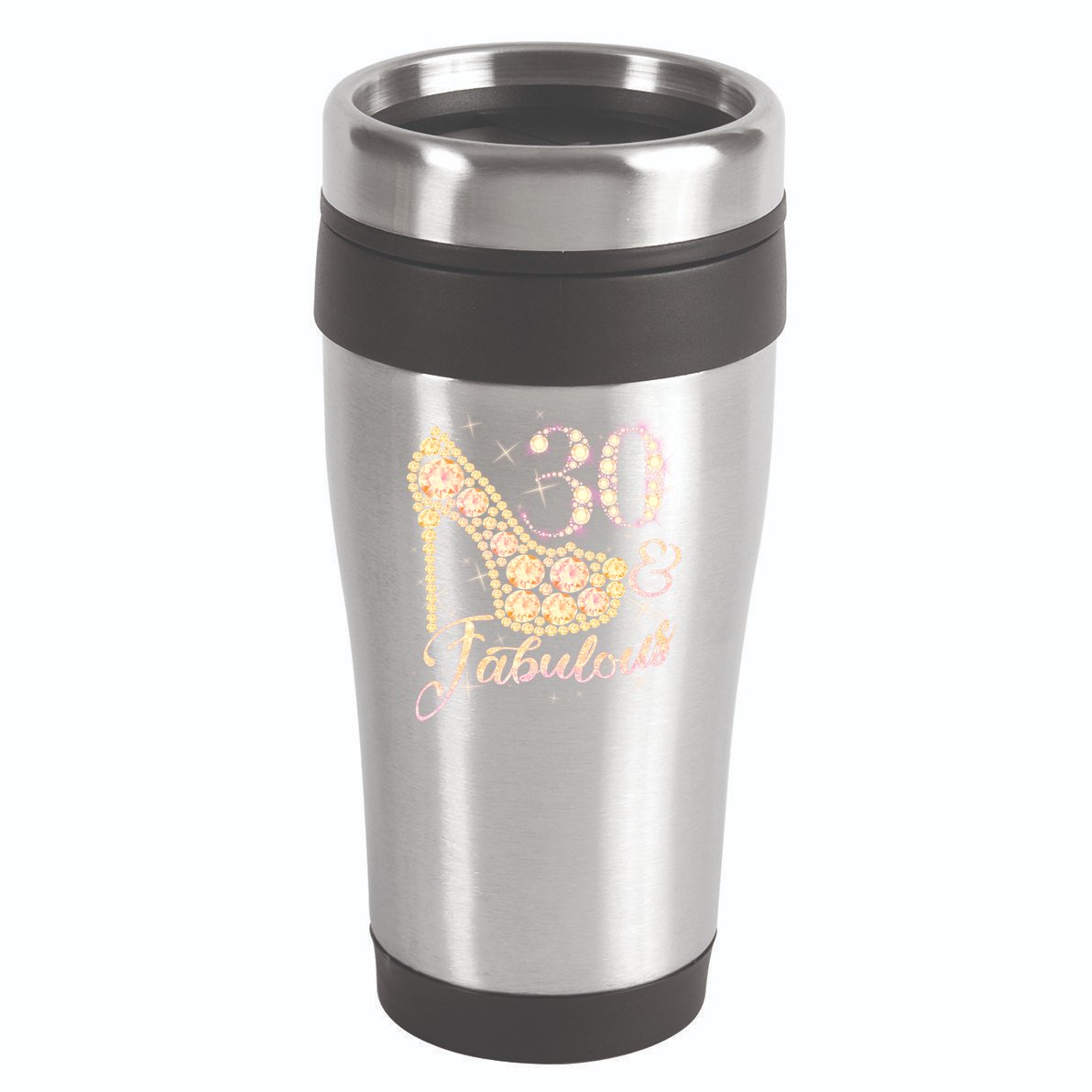 Fabulous & 30 Sparkly Heel 30th Birthday 16oz Travel Tumbler