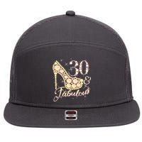 Fabulous & 30 Sparkly Heel 30th Birthday 7 Panel Mesh Trucker Snapback Hat