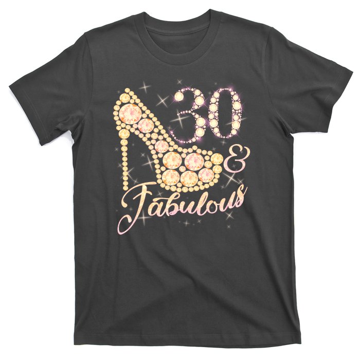 Fabulous & 30 Sparkly Heel 30th Birthday T-Shirt