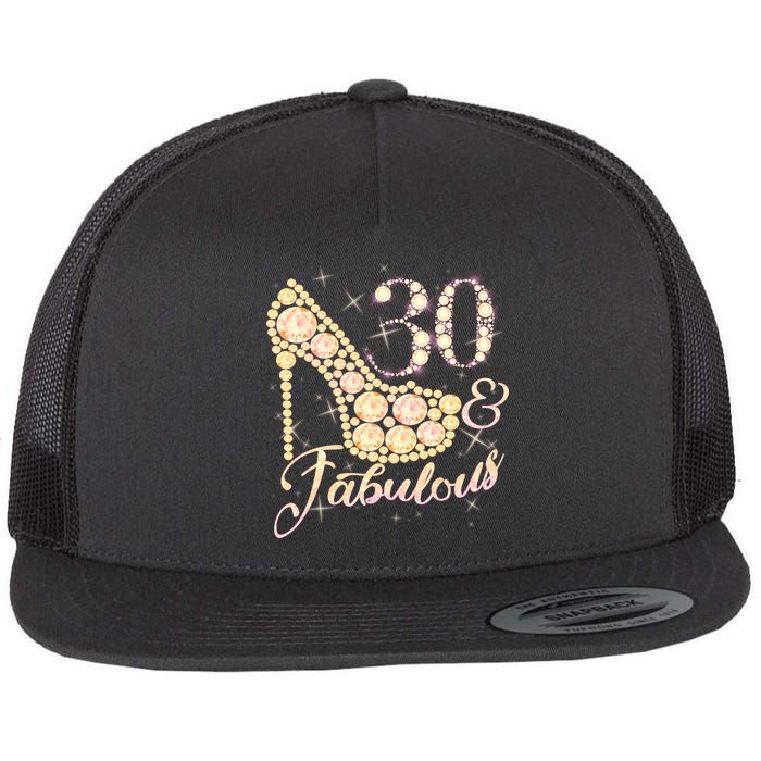 Fabulous & 30 Sparkly Heel 30th Birthday Flatbill Hat