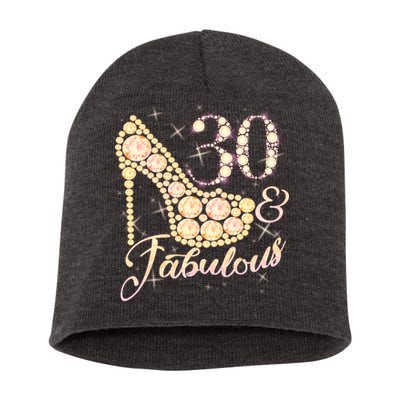 Fabulous & 30 Sparkly Heel 30th Birthday Short Acrylic Beanie
