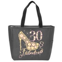 Fabulous & 30 Sparkly Heel 30th Birthday Zip Tote Bag