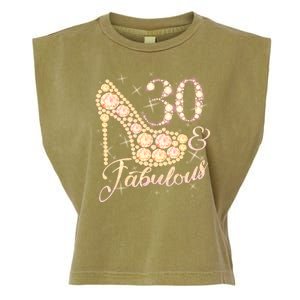 Fabulous & 30 Sparkly Heel 30th Birthday Garment-Dyed Women's Muscle Tee