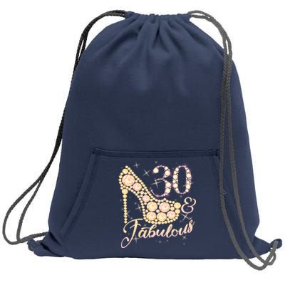 Fabulous & 30 Sparkly Heel 30th Birthday Sweatshirt Cinch Pack Bag