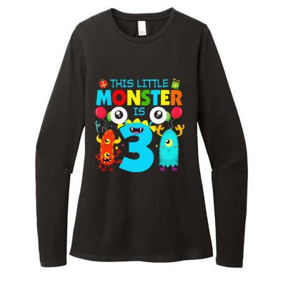 Funny 3 Year Old Gifts This Little Monster Is 3rd Birthday Womens CVC Long Sleeve Shirt