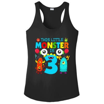 Funny 3 Year Old Gifts This Little Monster Is 3rd Birthday Ladies PosiCharge Competitor Racerback Tank