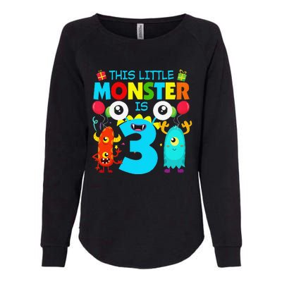 Funny 3 Year Old Gifts This Little Monster Is 3rd Birthday Womens California Wash Sweatshirt