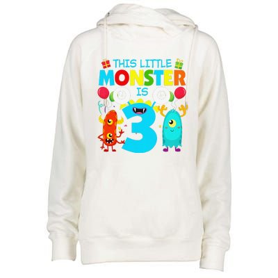 Funny 3 Year Old Gifts This Little Monster Is 3rd Birthday Womens Funnel Neck Pullover Hood