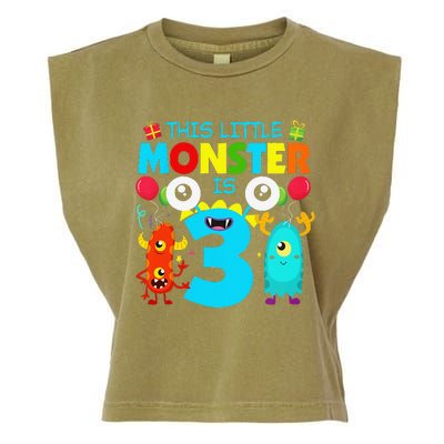 Funny 3 Year Old Gifts This Little Monster Is 3rd Birthday Garment-Dyed Women's Muscle Tee