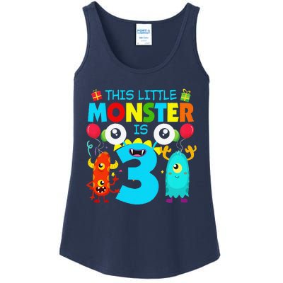 Funny 3 Year Old Gifts This Little Monster Is 3rd Birthday Ladies Essential Tank