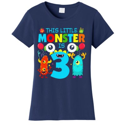 Funny 3 Year Old Gifts This Little Monster Is 3rd Birthday Women's T-Shirt