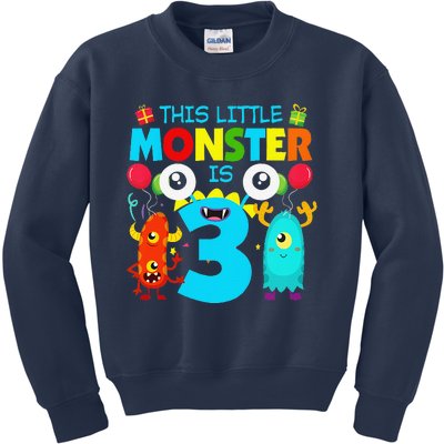 Funny 3 Year Old Gifts This Little Monster Is 3rd Birthday Kids Sweatshirt